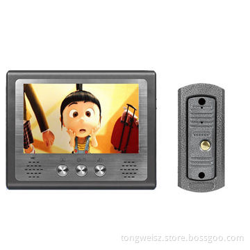Wired video doorphone, 7-inch TFT LCD screen, supports calling/monitoring/unlock/intercom/recording